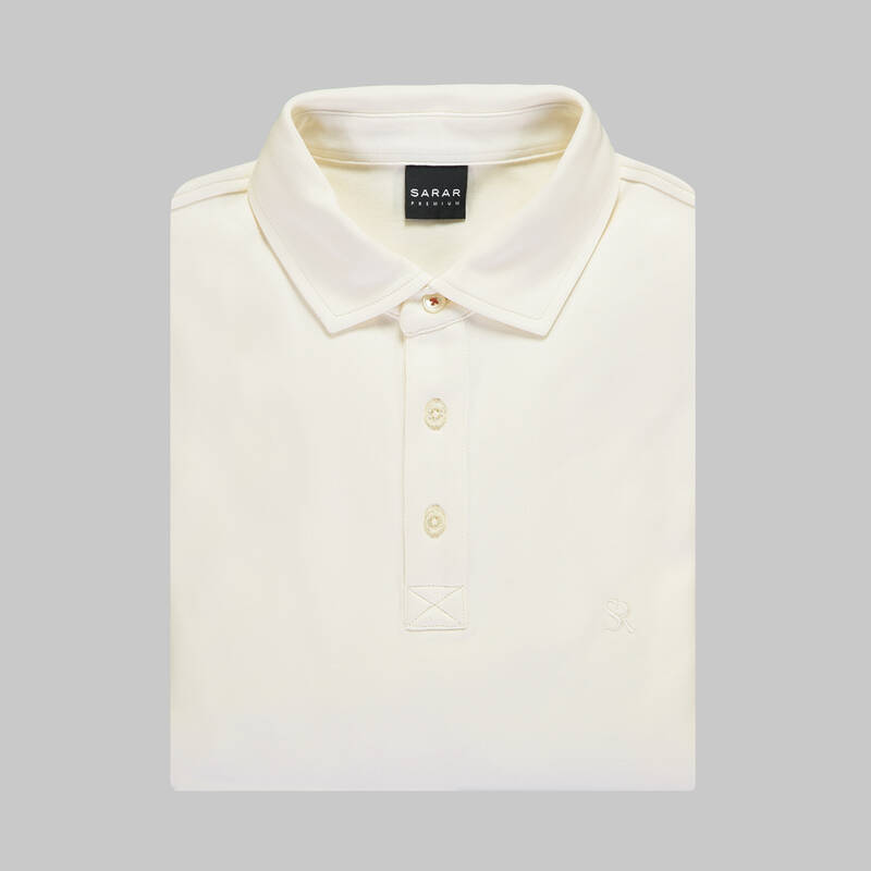 SARAR PREMIUM POLO YAKA UZUN KOL EKRU T-SHIRT