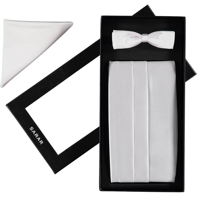 ERKEK BEYAZ KUŞAK-PAPYON-MENDİL SET