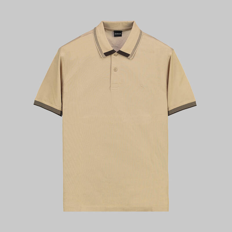 POLO YAKA BİYE DETAYLI İNDİGO TİŞÖRT