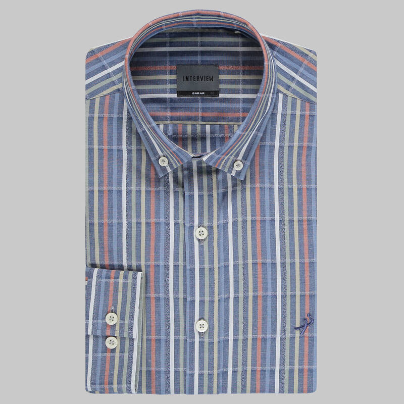 GOIAS SOHO ÇİZGİLİ LACİVERT GÖMLEK