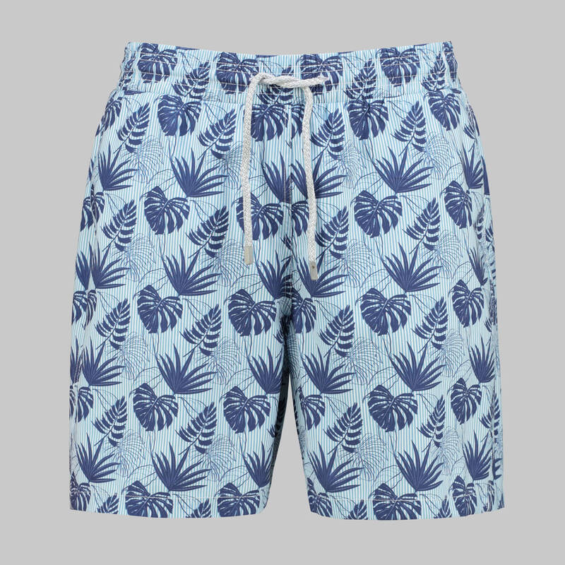 VILE YAPRAK DESENLİ DENİZ ŞORTU MAVİ