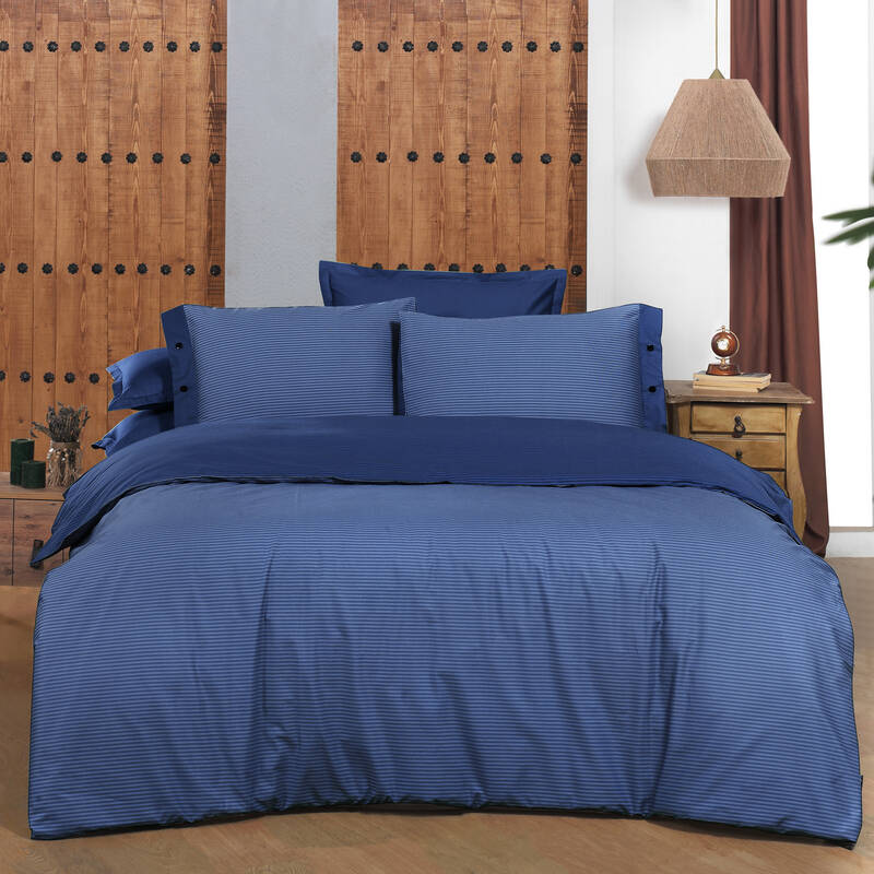 NEW FANCY STRIPE KING SIZE MAVİ NEVRESİM TAKIMI