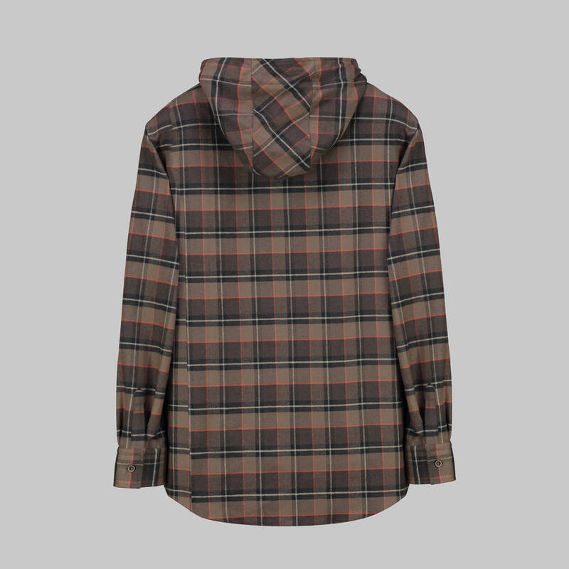 NORA KAPÜŞONLU KARELİ KAHVERENGİ GÖMLEK