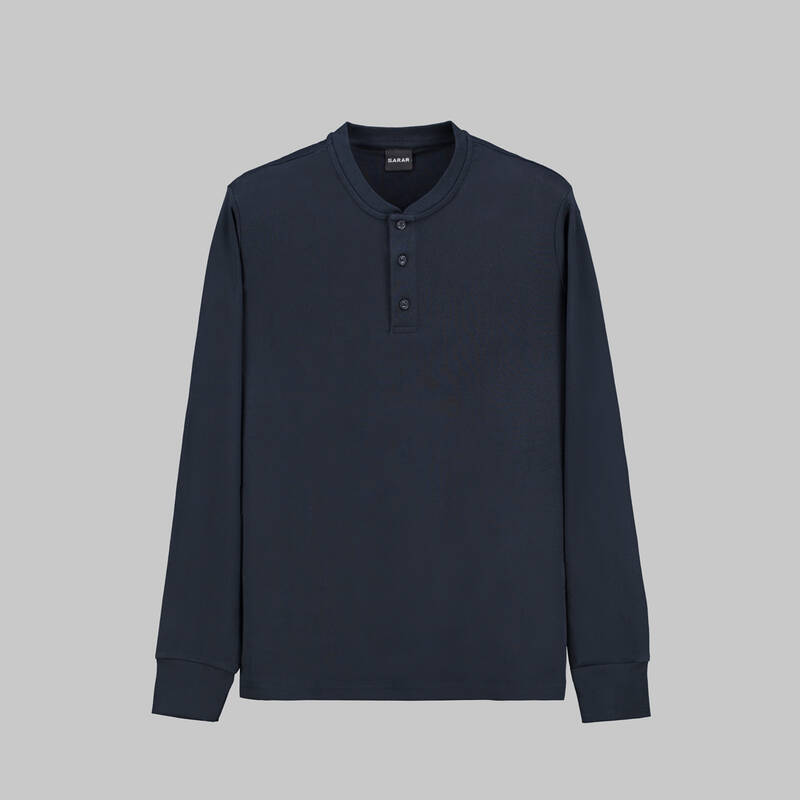SARAR DÜĞMELİ YAKA LACİVERT TİŞÖRT