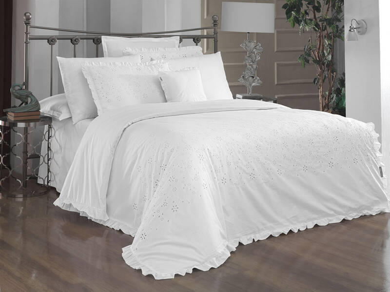 PESTE PERCALE BEYAZ ÇİFT KİŞİLİK NEVRESİM TAKIMI
