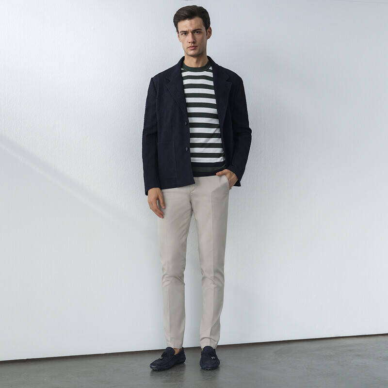 BİSİKLET YAKA KOYU LACİVERT KISA KOL TRİKO