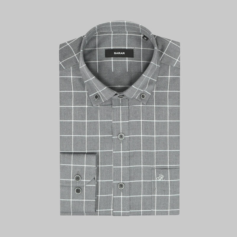 ELETA UZUN KOL GRİ KLASİK KARELİ GÖMLEK