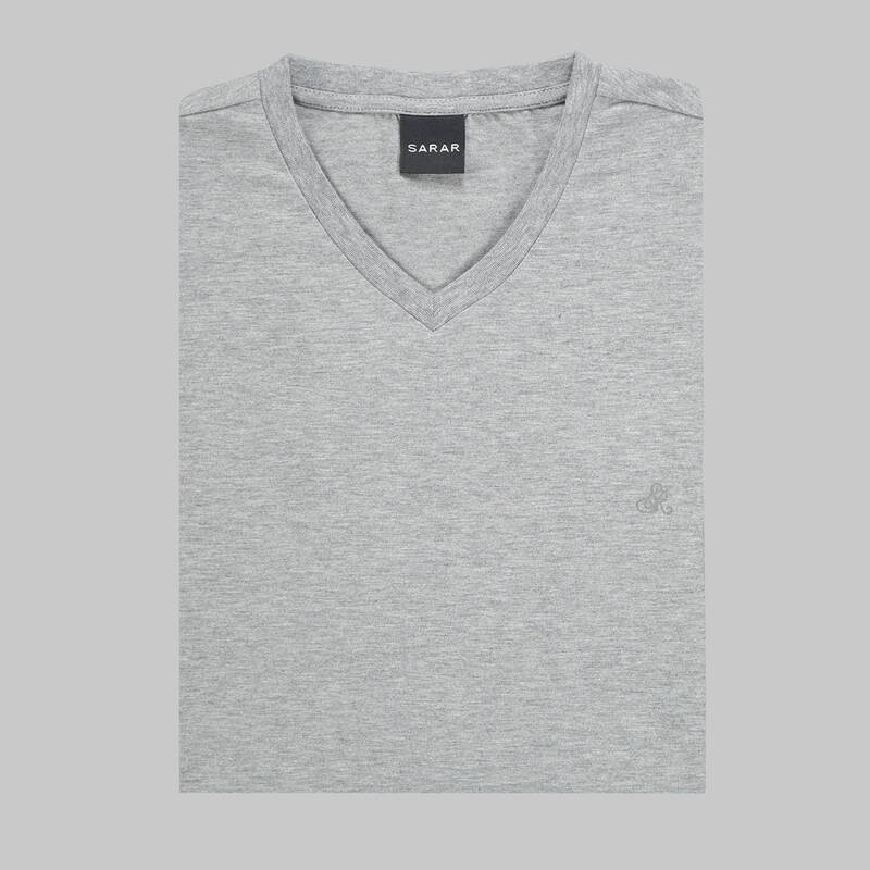 V YAKA GRİ TİŞÖRT