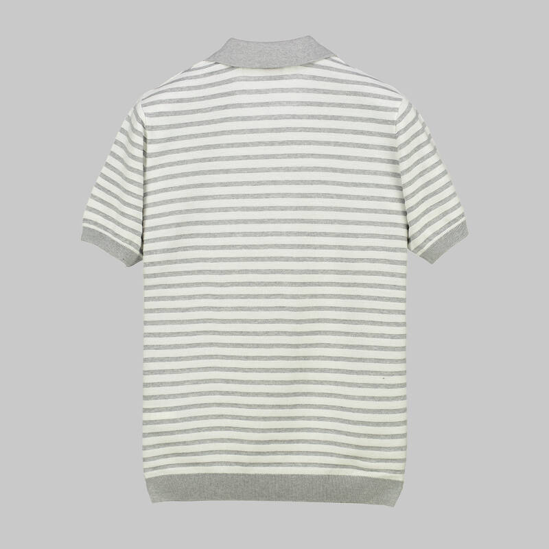 POLO YAKA KISA KOL ÇİZGİLİ BUZ MAVİSİ TRİKO