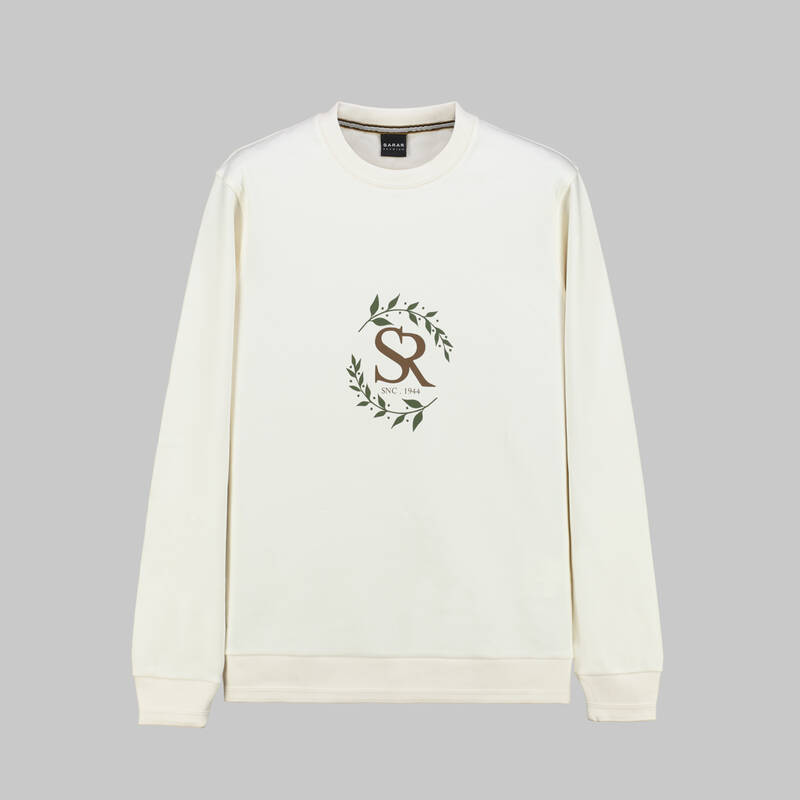 BİSİKLET YAKA EKRU SWEATSHIRT