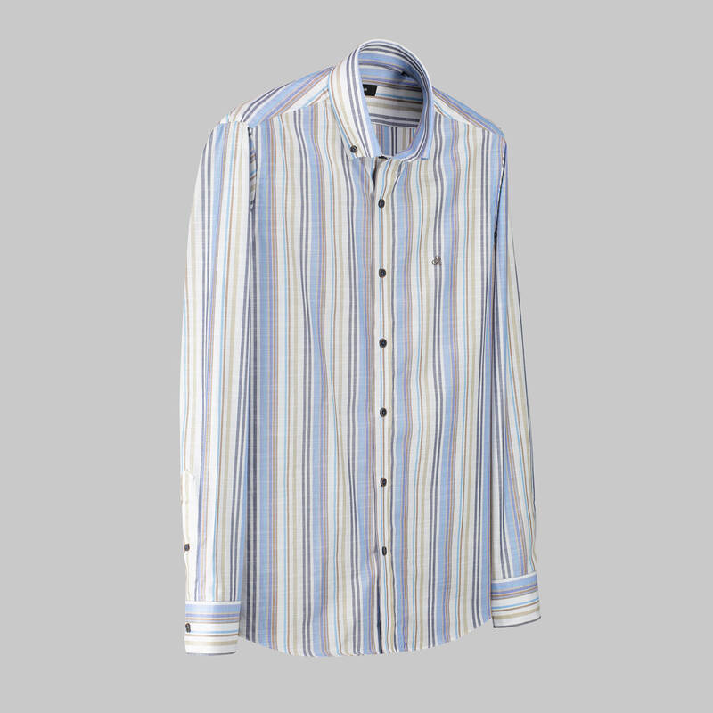 ELETA SLIMEO ÇİZGİLİ TURUNCU GÖMLEK