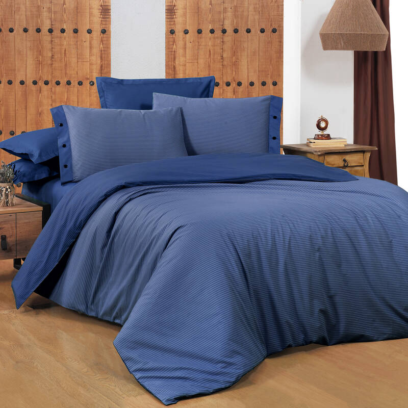 NEW FANCY STRIPE KING SIZE MAVİ NEVRESİM TAKIMI