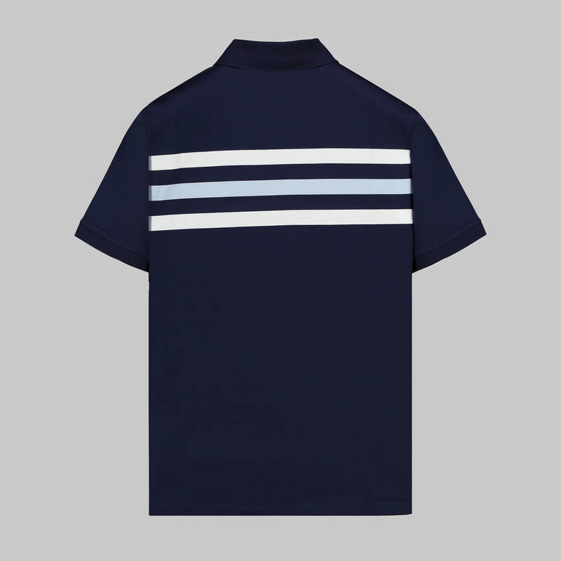 POLO YAKA ÖNÜ ÇİZGİLİ SİYAH TİŞÖRT