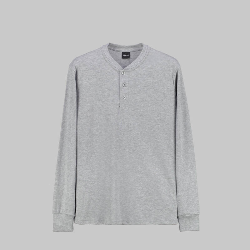SARAR DÜĞMELİ YAKA GRİ TİŞÖRT