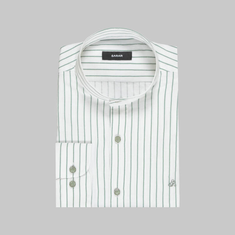 ALN ÇİZGİLİ YEŞİL SLİM GÖMLEK