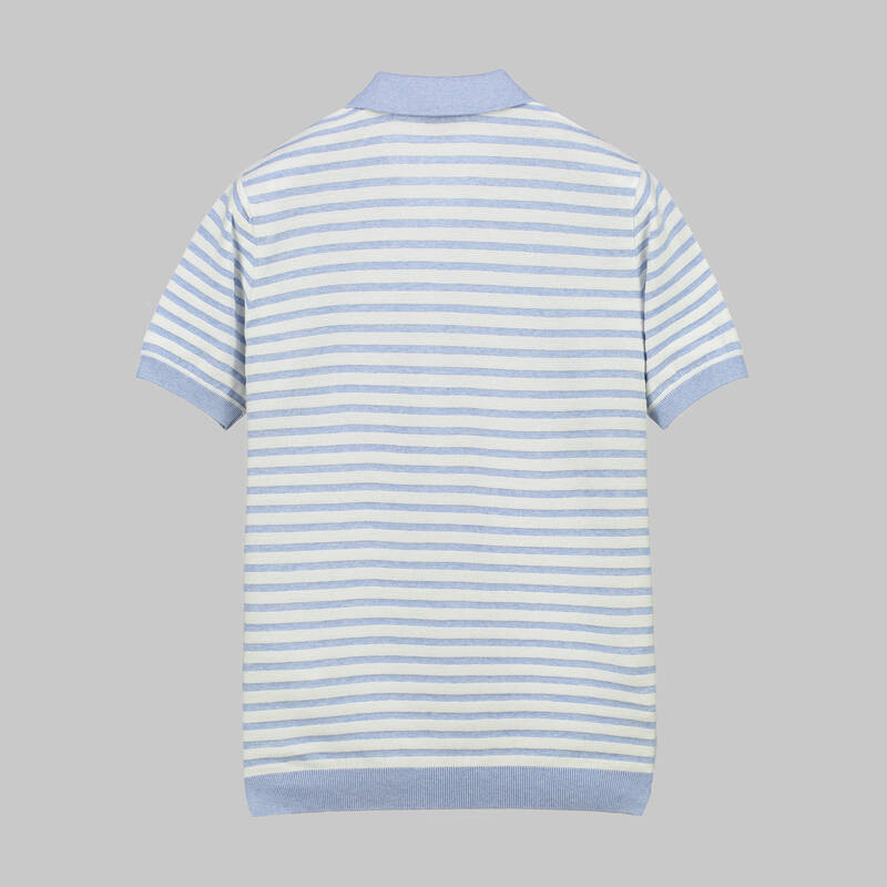 POLO YAKA KISA KOL ÇİZGİLİ BUZ MAVİSİ TRİKO