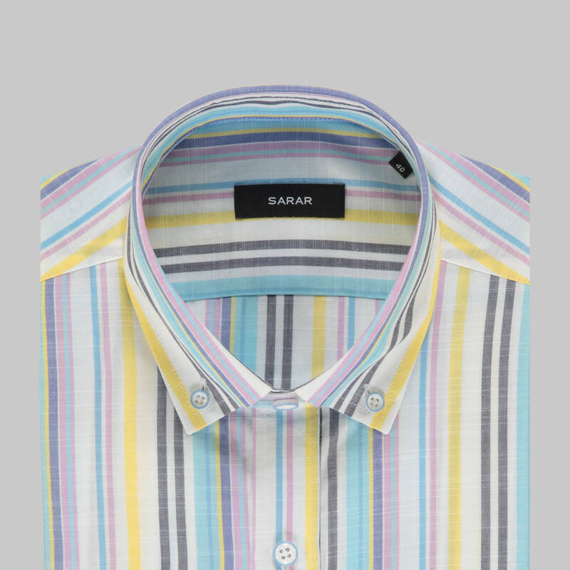 ELETA SLIMEO ÇİZGİLİ TURUNCU GÖMLEK