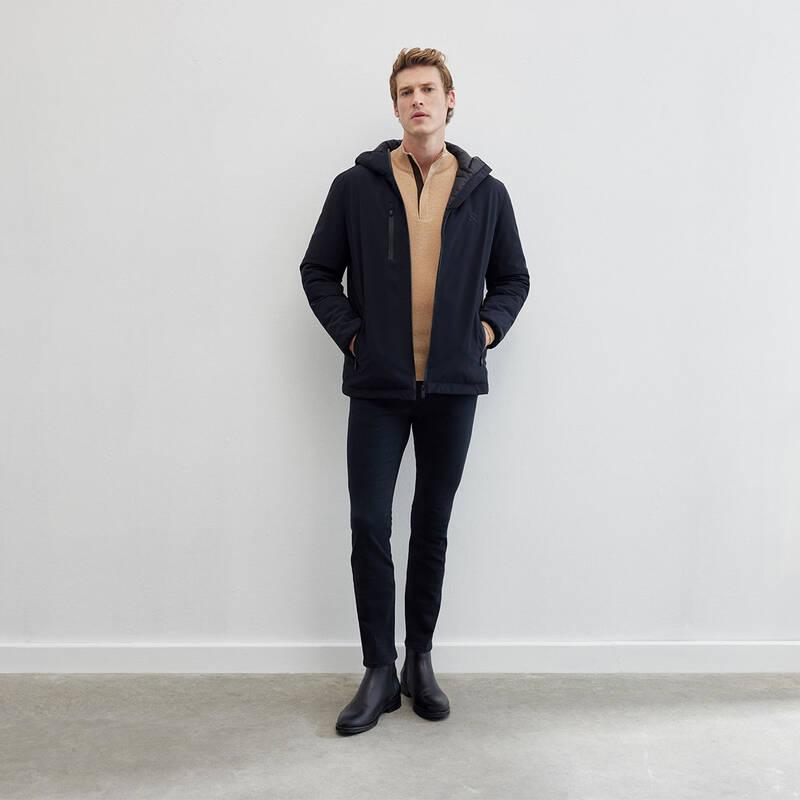 KAPÜŞONLU İÇİ DOLUM SİYAH MONT