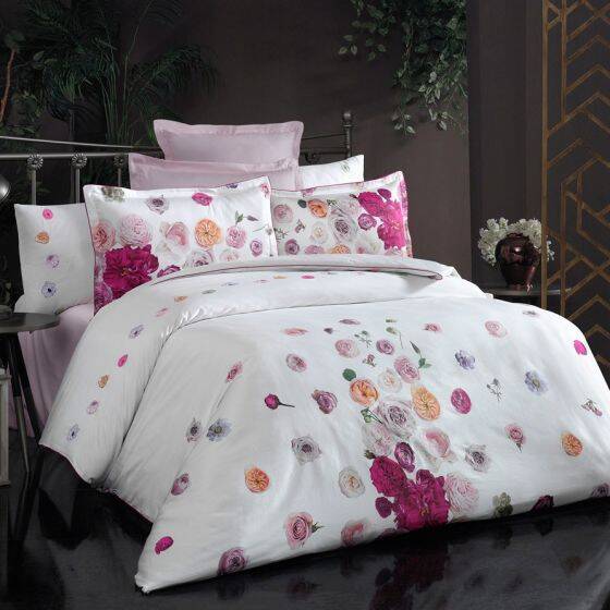 MISTY SATEN BEYAZ ÇİFT KİŞİLİK NEVRESİM TAKIMI