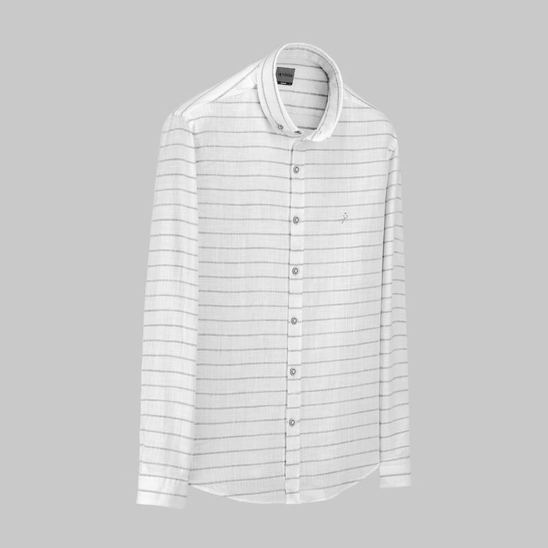 GOIAS UZUN KOL ÇİZGİLİ YEŞİL GÖMLEK