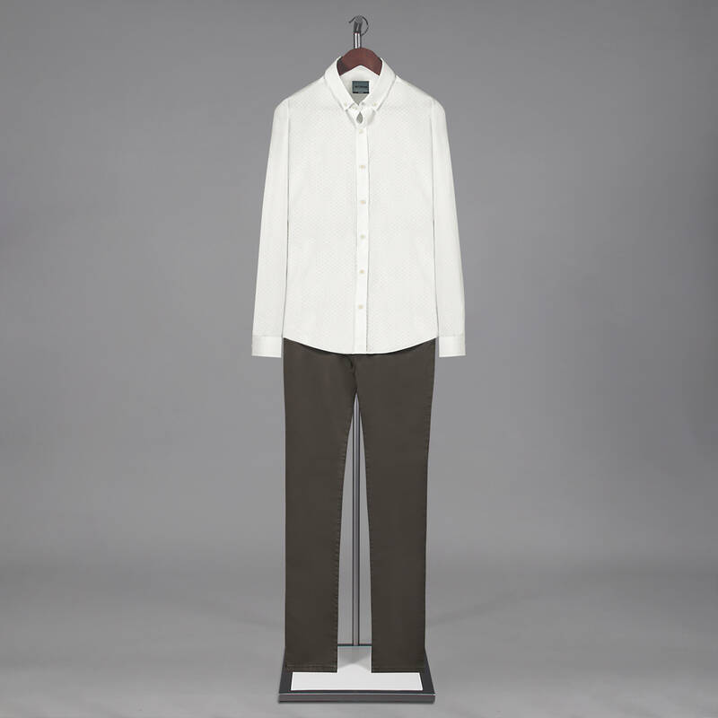 GOİAS MİKRO DESENLİ SLİM FİT EKRU GÖMLEK