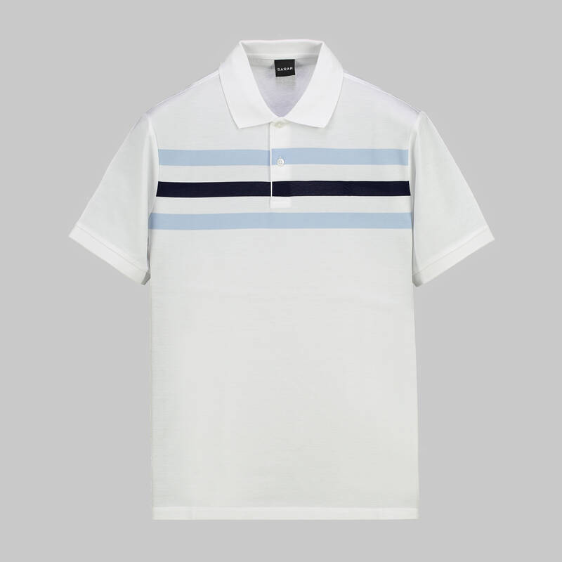 POLO YAKA ÖNÜ ÇİZGİLİ SİYAH TİŞÖRT