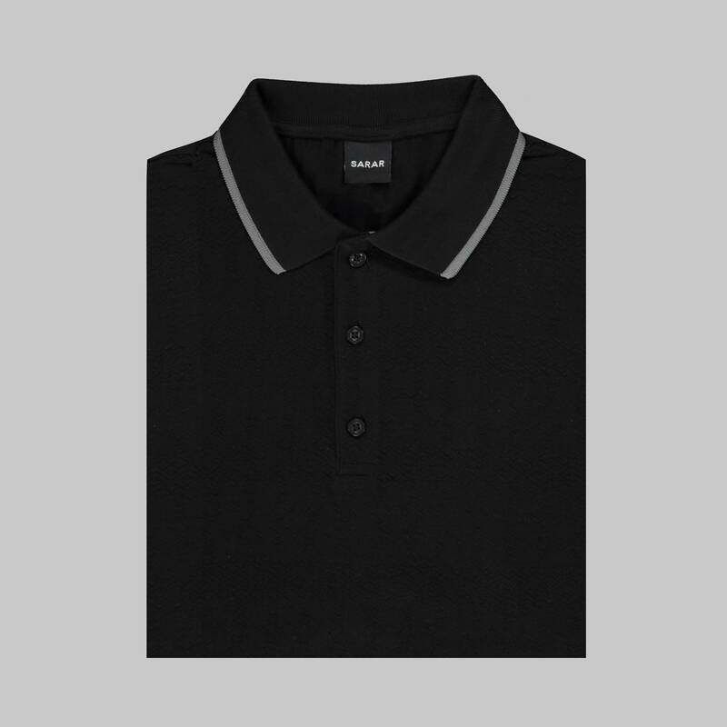 DÜĞMELİ POLO YAKA SİYAH T-SHIRT