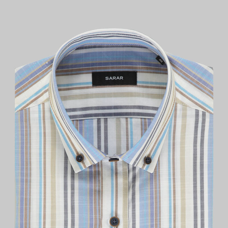 ELETA SLIMEO ÇİZGİLİ TURUNCU GÖMLEK