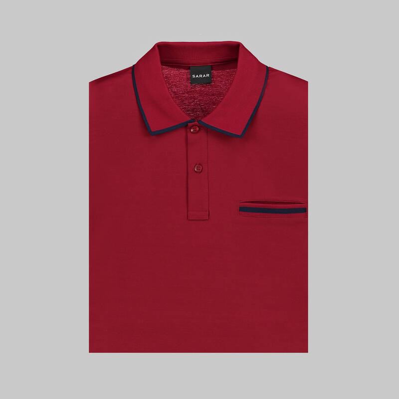 POLO YAKA CEP DETAYLI BORDO TİŞÖRT