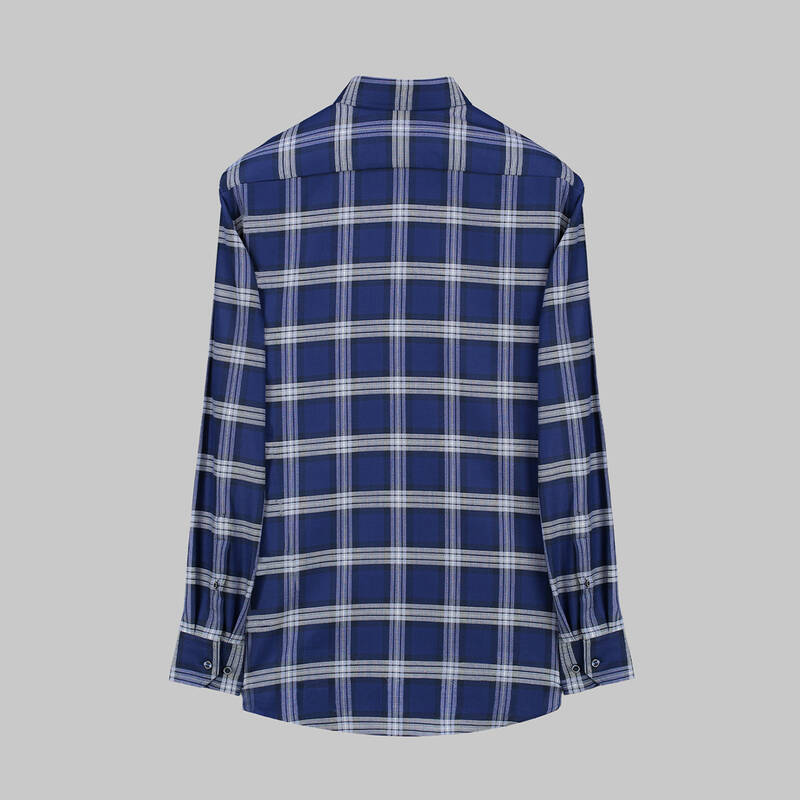 ELETA UZUN KOL KARELİ LACİVERT KLASİK GÖMLEK