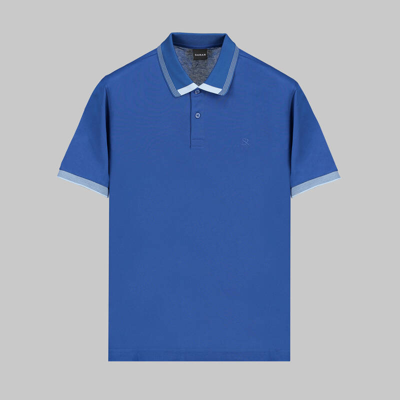 POLO YAKA BİYE DETAYLI İNDİGO TİŞÖRT