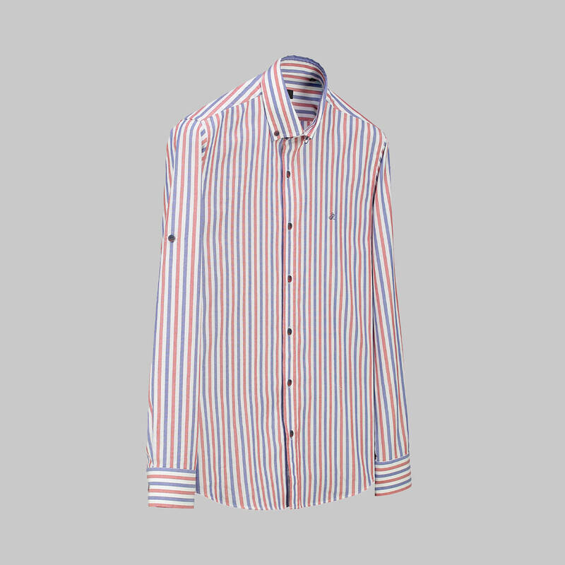 ELETA ÇİZGİLİ MAVİ GÖMLEK