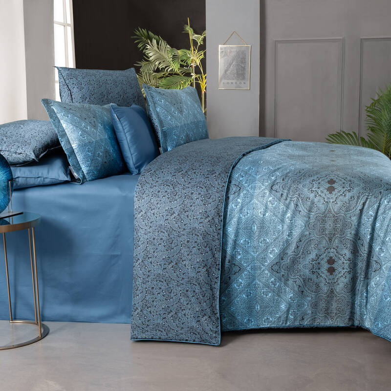 BREZNO SATEN ÇİFT KİŞİLİK MAVİ NEVRESİM TAKIMI