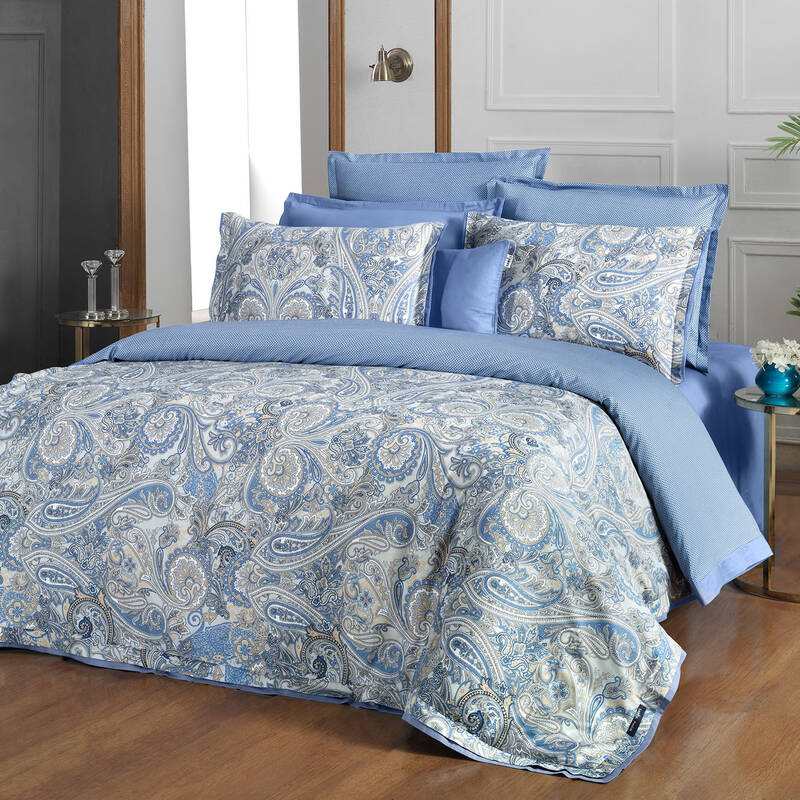 VOLGA SATEN TEK KİŞİLİK MAVİ NEVRESİM TAKIMI