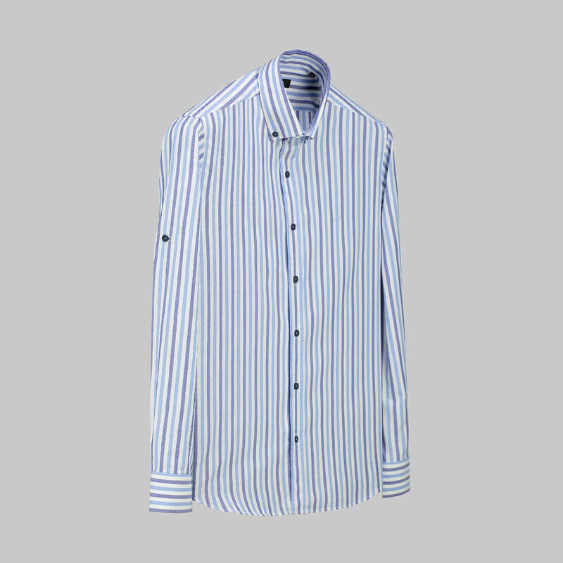 ELETA ÇİZGİLİ MAVİ GÖMLEK