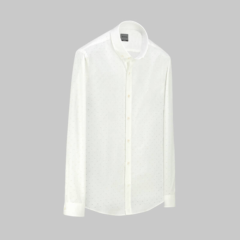 GOİAS MİNİMAL DESENLİ SLİM FİT EKRU GÖMLEK