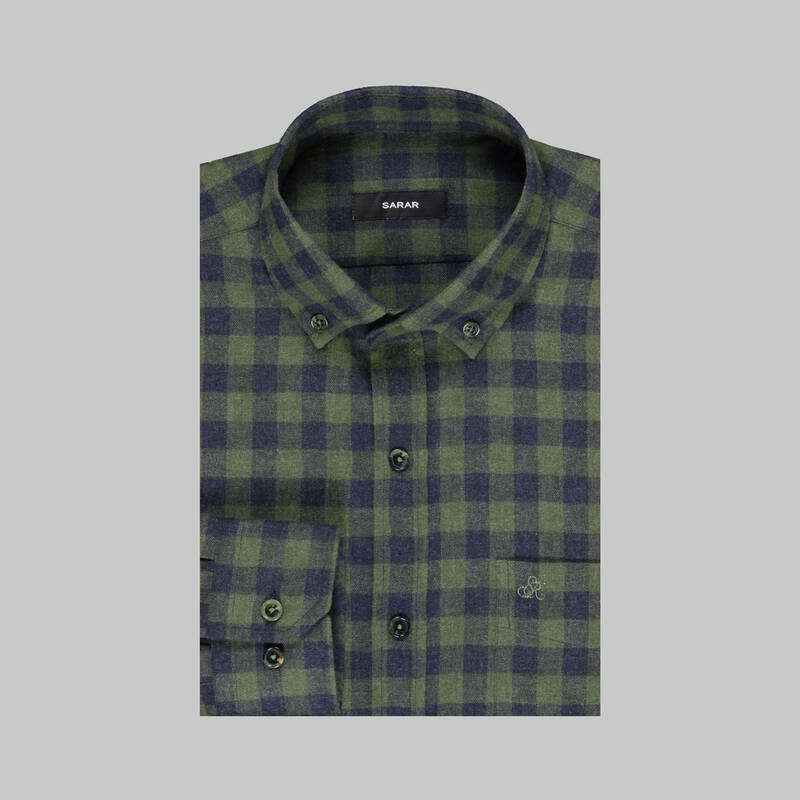 ELETA UZUN KOL KARELİ YEŞİL GÖMLEK