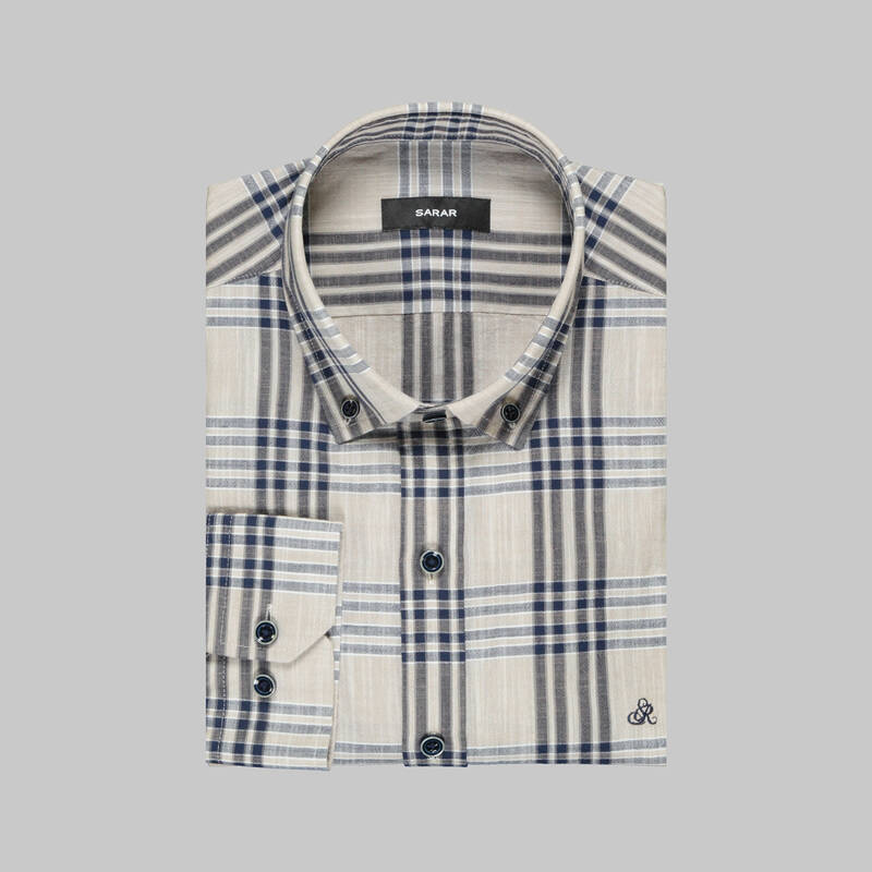 ELETA EKOSE SLİM MAVİ GÖMLEK