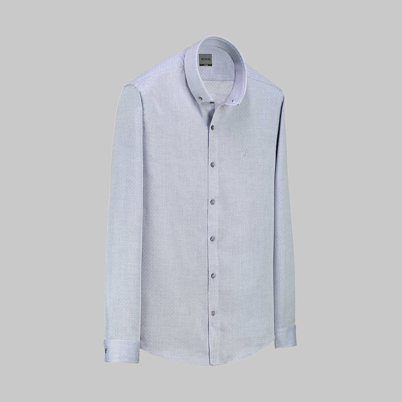 GOIAS UZUN KOL DESENLİ LACİVERT GÖMLEK