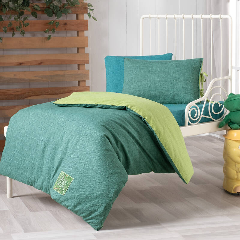 MONTES FANCY POPLIN YEŞİL BEBEK NEVRESİM TAKIMI