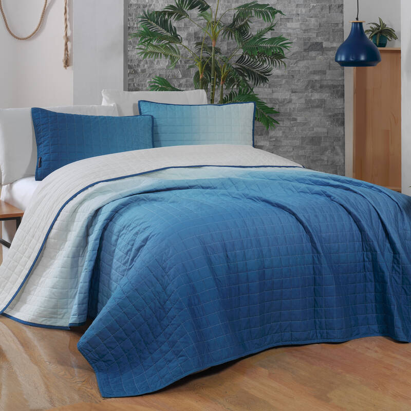 DİNA ÇİFT KİŞİLİK MAVİ YATAK ÖRTÜSÜ