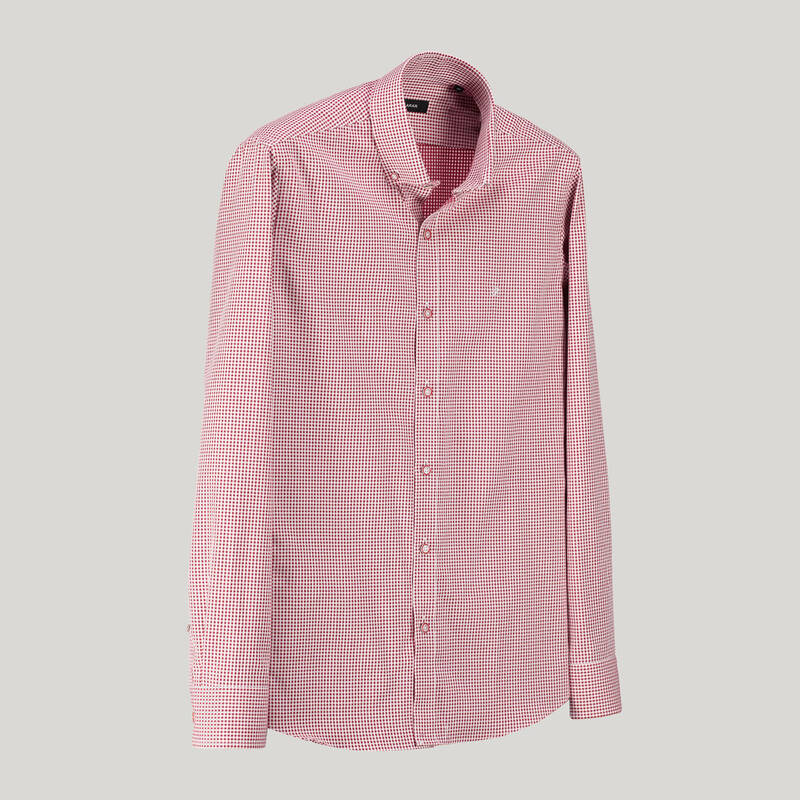 ELETA SLIMEO KARELİ KIRMIZI GÖMLEK