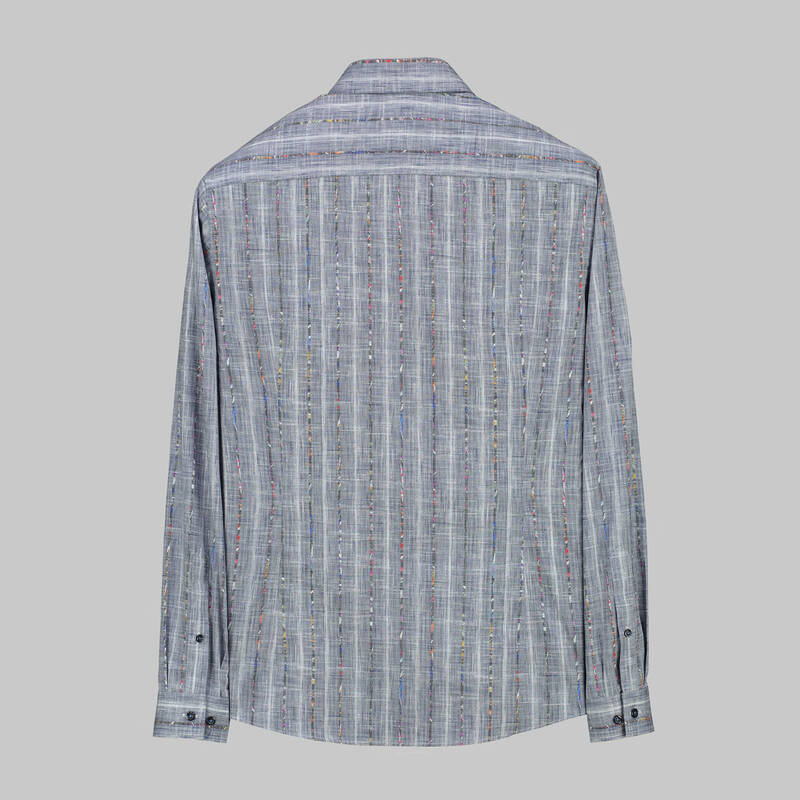 GOIAS ÇİZGİLİ LACİVERT GÖMLEK