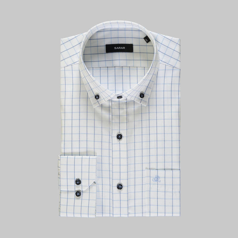 ELETA KARELİ MAVİ GÖMLEK