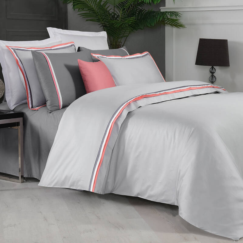 MINSK SATEN KING SIZE GRİ PEMBE NEVRESİM TAKIMI