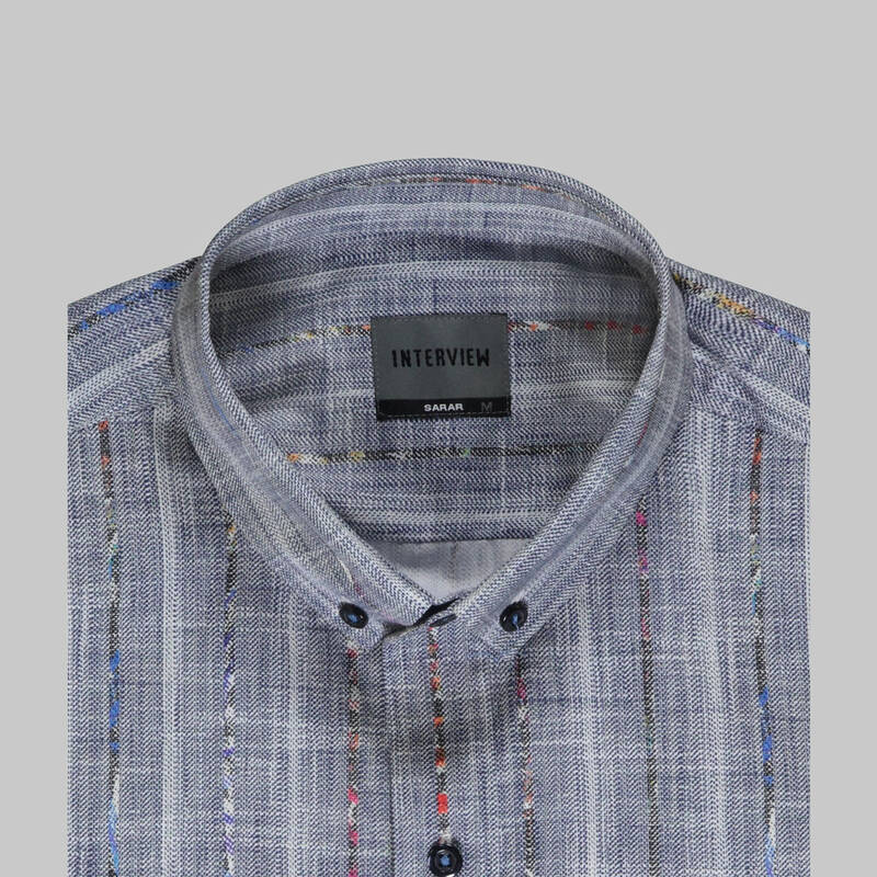 GOIAS ÇİZGİLİ LACİVERT GÖMLEK