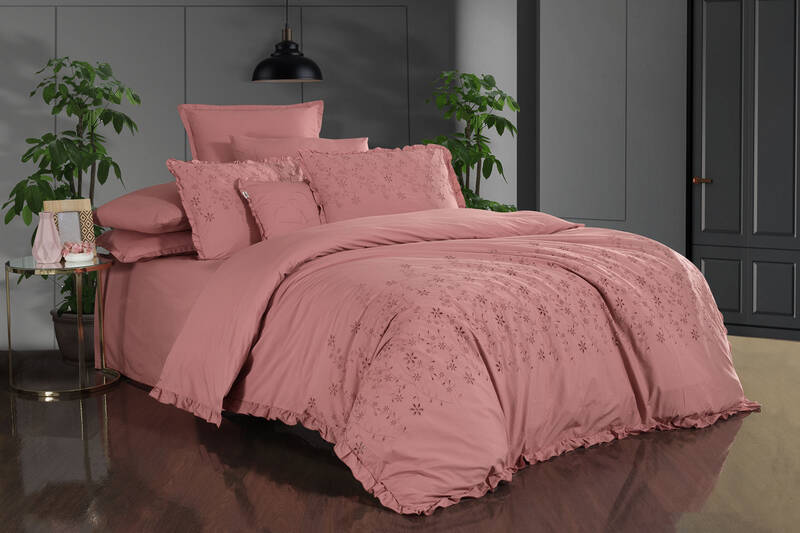 PESTE PERCALE BEYAZ ÇİFT KİŞİLİK NEVRESİM TAKIMI