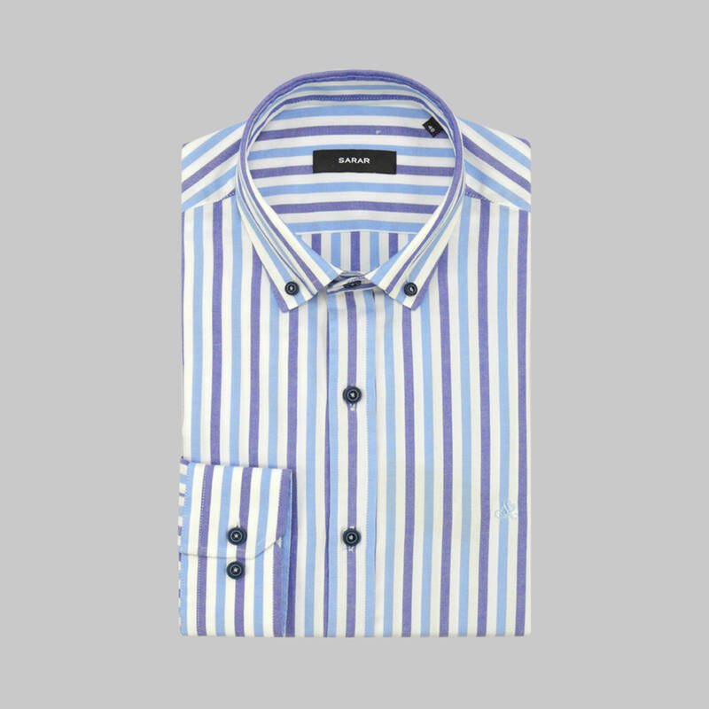 ELETA ÇİZGİLİ MAVİ GÖMLEK