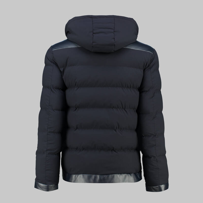 LACİVERT ÇIKMA KAPÜŞONLU KABAN