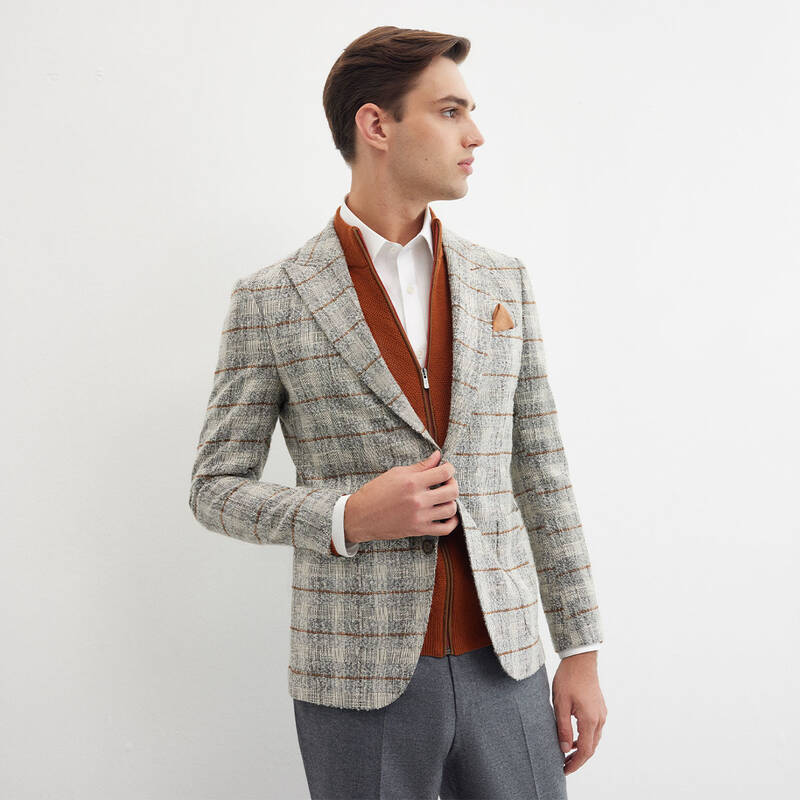 MERTENS KARELİ GRİ CEKET